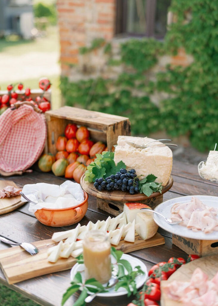 italian charcuterie with cheeses